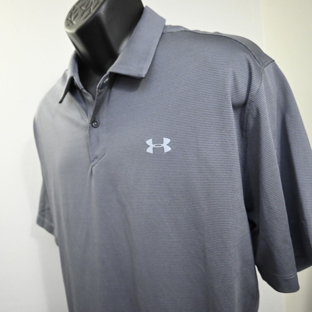 Under Armour Golf Polo Gray HeatGear Loose Performance Short Sleeve Mens 2XL XXL